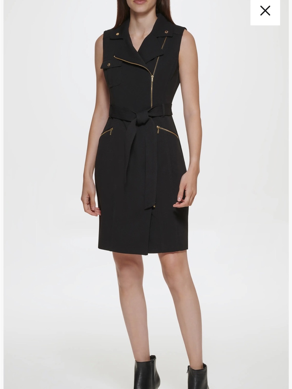 NWT Calvin Klein Stretch Crepe Moto Dress